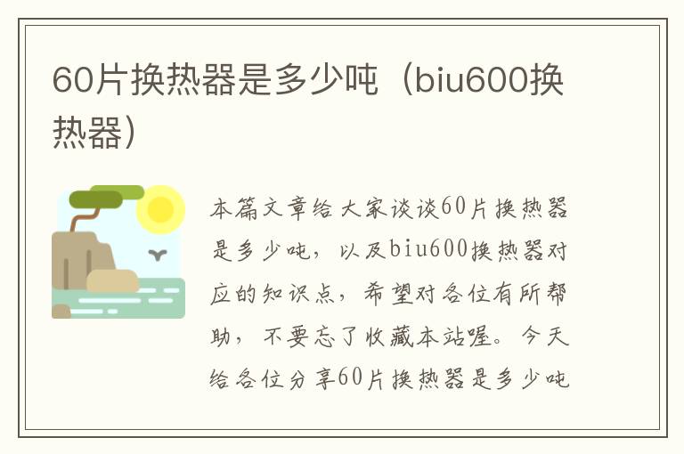 60片换热器是多少吨（biu600换热器）