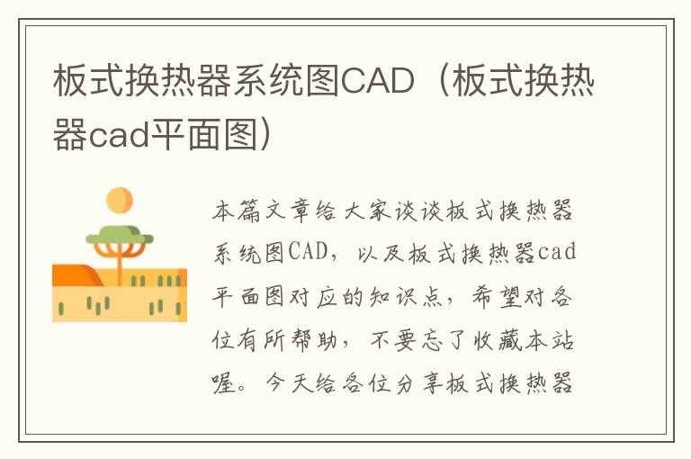 板式换热器系统图CAD（板式换热器cad平面图）