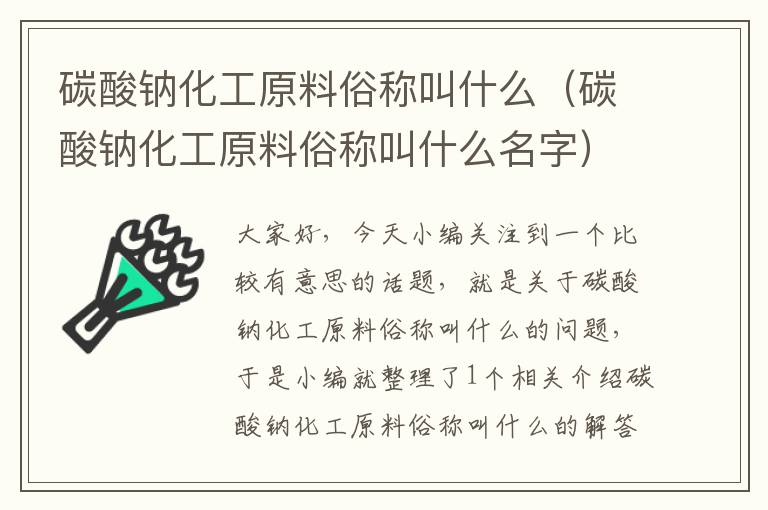 碳酸钠化工原料俗称叫什么（碳酸钠化工原料俗称叫什么名字）