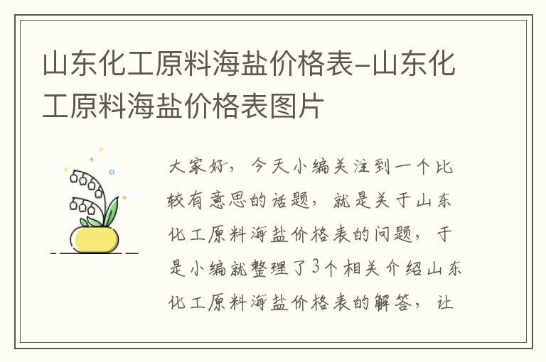 山东化工原料海盐价格表-山东化工原料海盐价格表图片