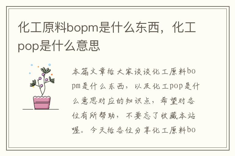 化工原料bopm是什么东西，化工pop是什么意思