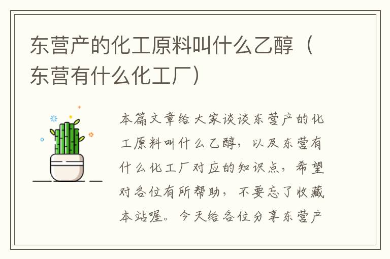 东营产的化工原料叫什么乙醇（东营有什么化工厂）