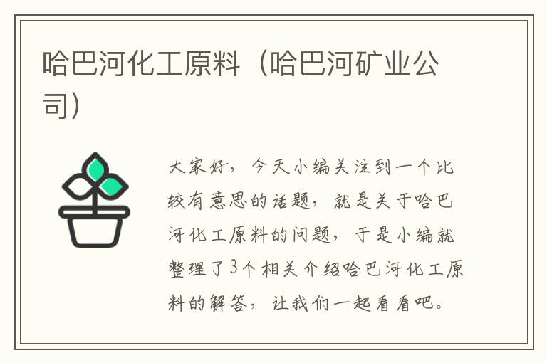 哈巴河化工原料（哈巴河矿业公司）