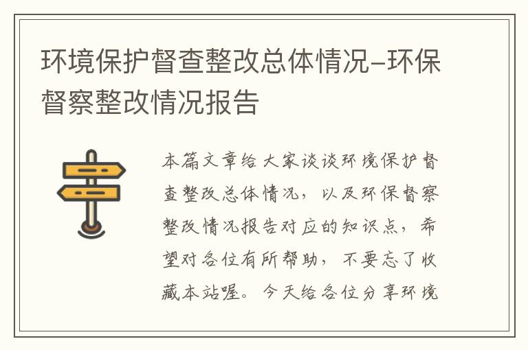 环境保护督查整改总体情况-环保督察整改情况报告