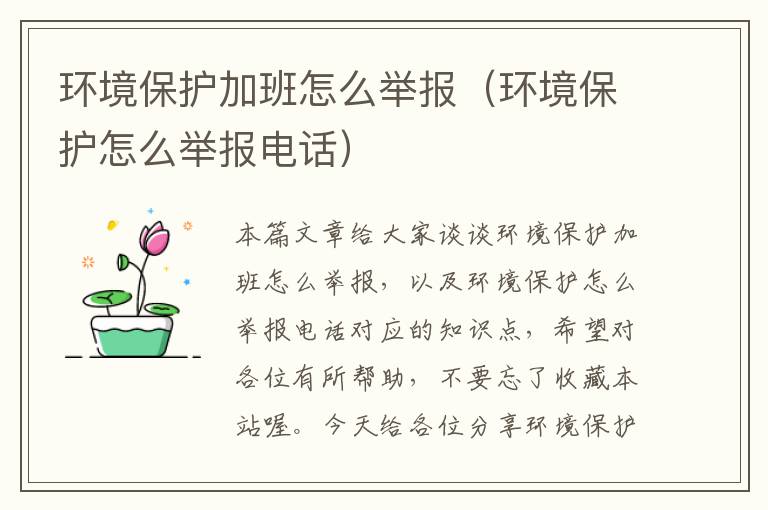 环境保护加班怎么举报（环境保护怎么举报电话）