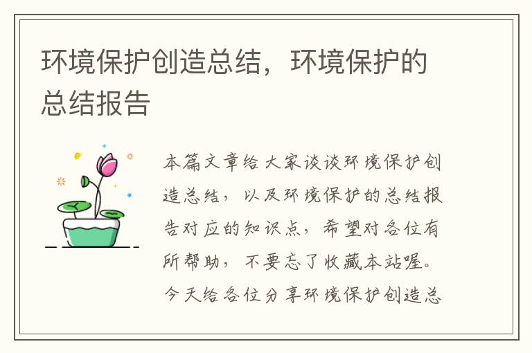 环境保护创造总结，环境保护的总结报告