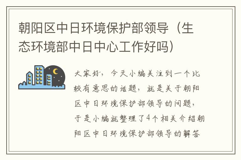 朝阳区中日环境保护部领导（生态环境部中日中心工作好吗）