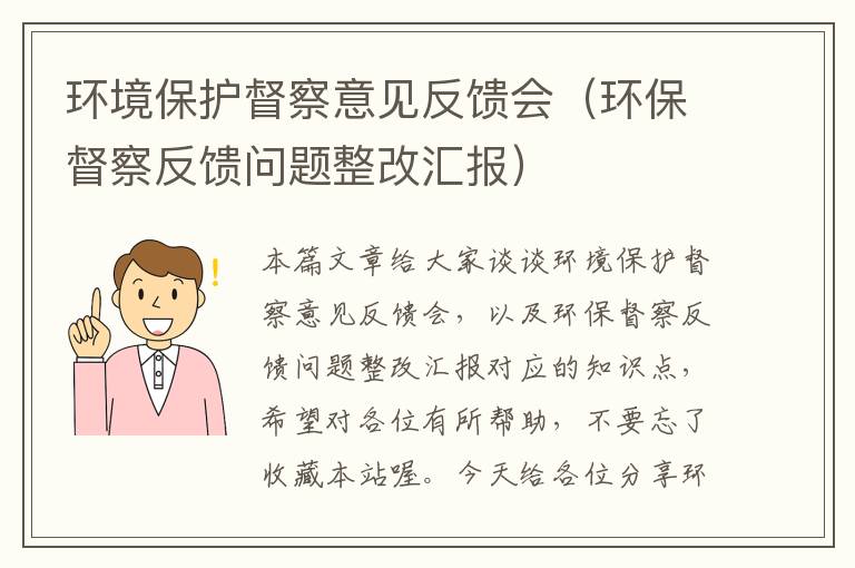 环境保护督察意见反馈会（环保督察反馈问题整改汇报）