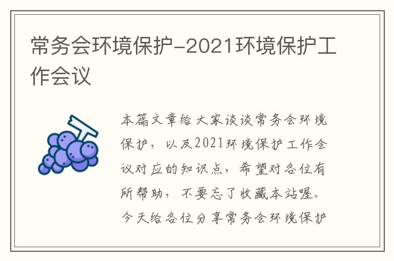 常务会环境保护-2021环境保护工作会议