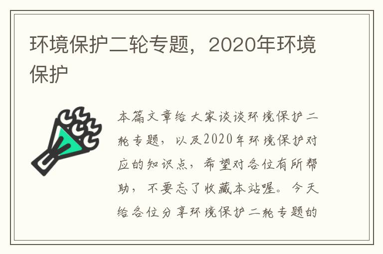 环境保护二轮专题，2020年环境保护