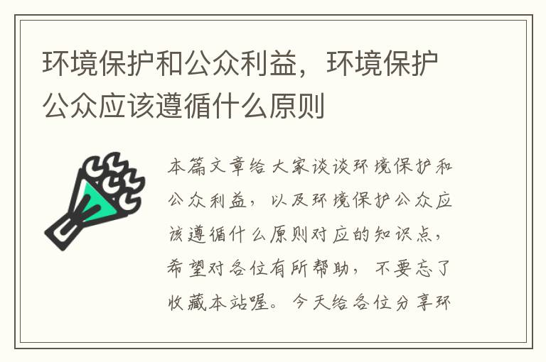 环境保护和公众利益，环境保护公众应该遵循什么原则