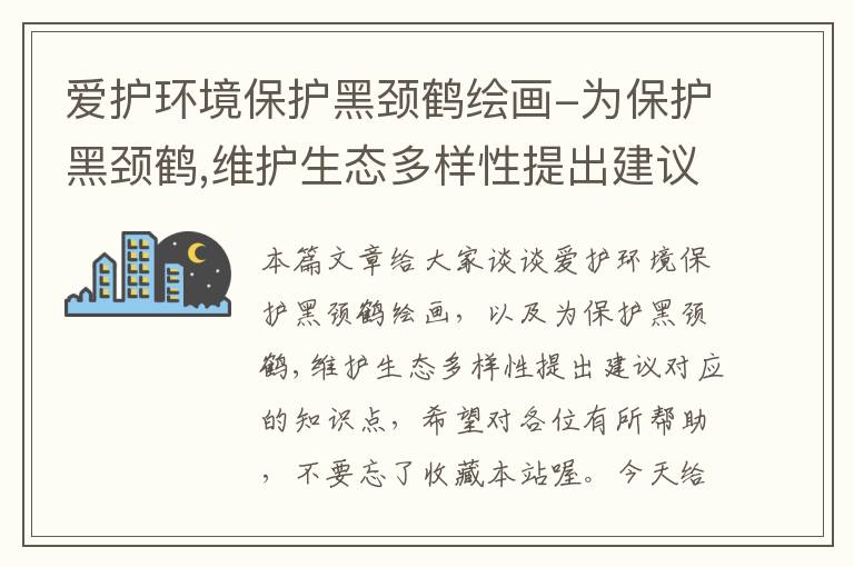 爱护环境保护黑颈鹤绘画-为保护黑颈鹤,维护生态多样性提出建议