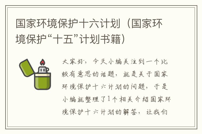 国家环境保护十六计划（国家环境保护“十五”计划书籍）