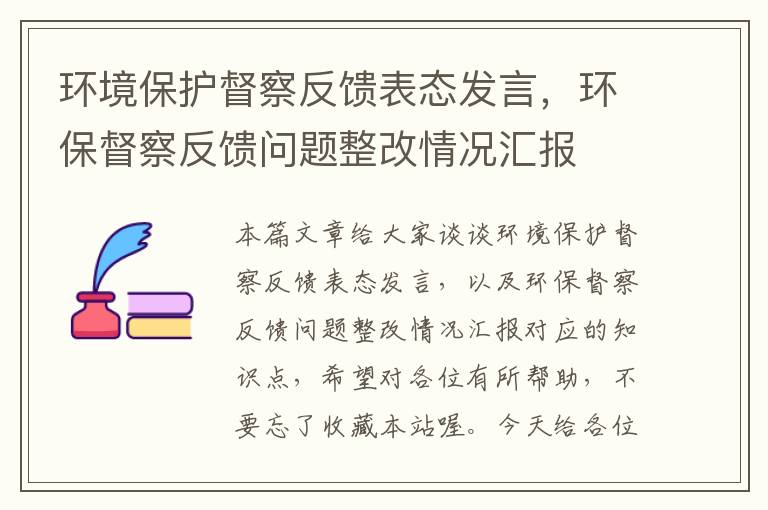 环境保护督察反馈表态发言，环保督察反馈问题整改情况汇报