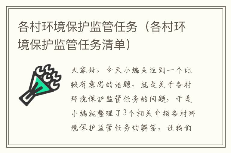 各村环境保护监管任务（各村环境保护监管任务清单）