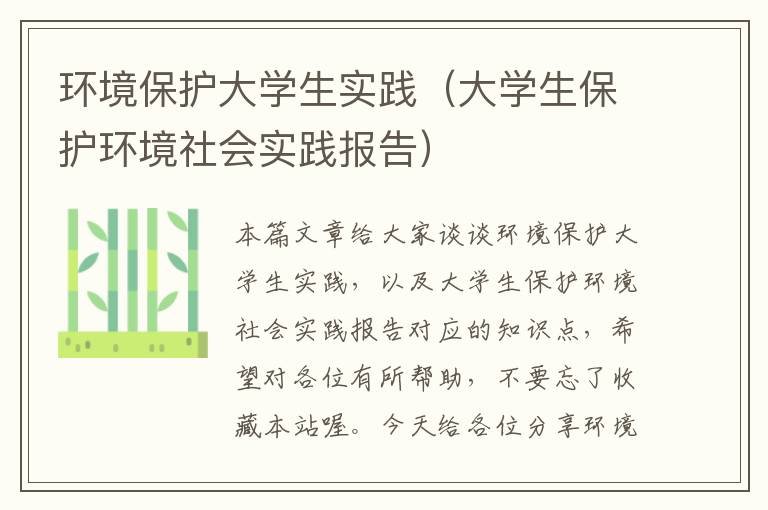 环境保护大学生实践（大学生保护环境社会实践报告）