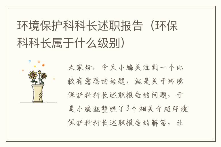 环境保护科科长述职报告（环保科科长属于什么级别）