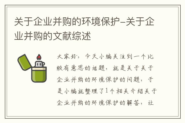 关于企业并购的环境保护-关于企业并购的文献综述