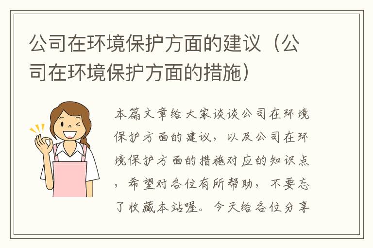 公司在环境保护方面的建议（公司在环境保护方面的措施）