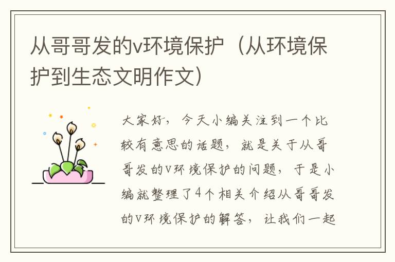 从哥哥发的v环境保护（从环境保护到生态文明作文）