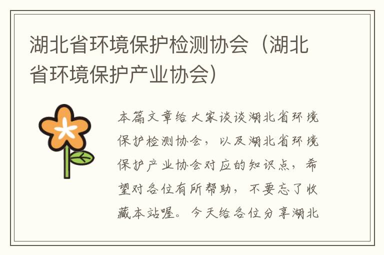 湖北省环境保护检测协会（湖北省环境保护产业协会）