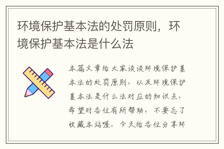 环境保护基本法的处罚原则，环境保护基本法是什么法