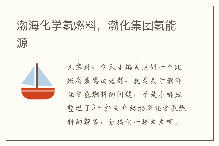 渤海化学氢燃料，渤化集团氢能源