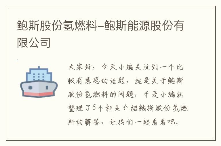 鲍斯股份氢燃料-鲍斯能源股份有限公司