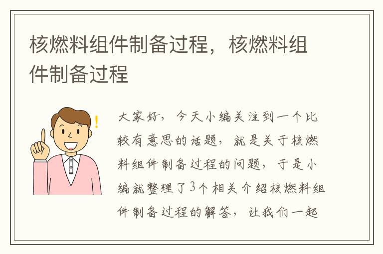 核燃料组件制备过程，核燃料组件制备过程