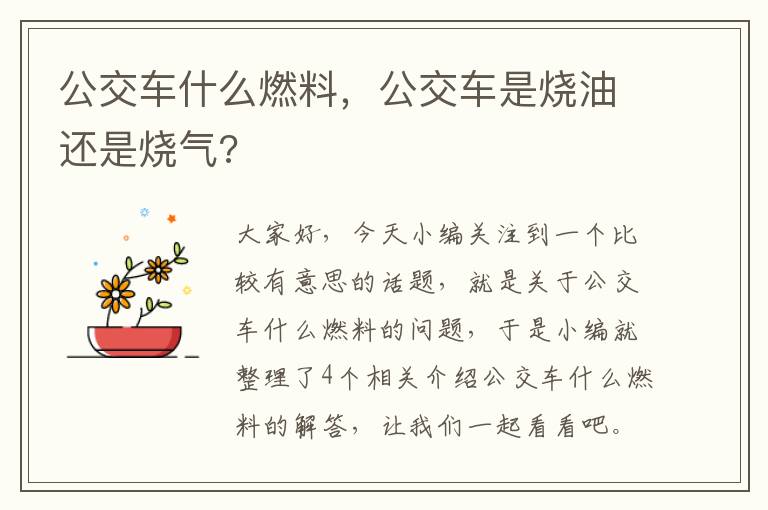 公交车什么燃料，公交车是烧油还是烧气?