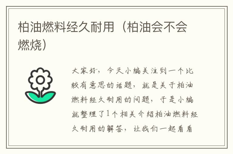 柏油燃料经久耐用（柏油会不会燃烧）