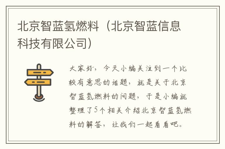 北京智蓝氢燃料（北京智蓝信息科技有限公司）