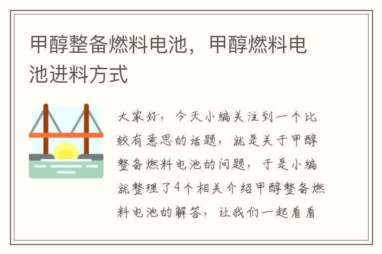 甲醇整备燃料电池，甲醇燃料电池进料方式