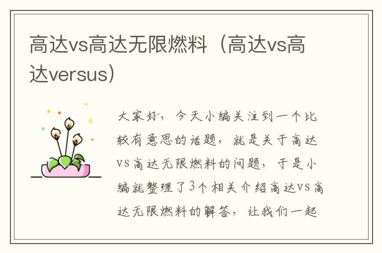 高达vs高达无限燃料（高达vs高达versus）