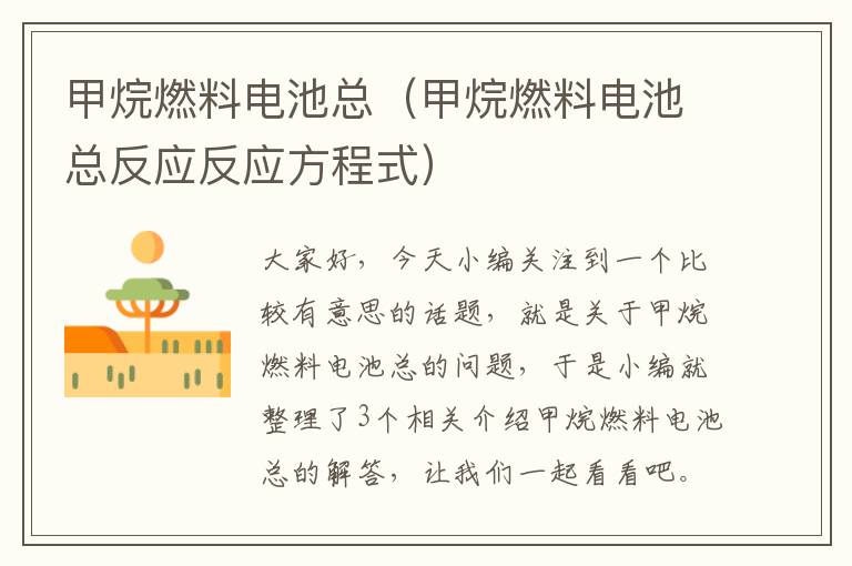 甲烷燃料电池总（甲烷燃料电池总反应反应方程式）