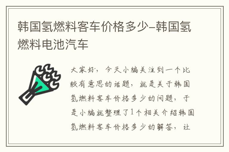 韩国氢燃料客车价格多少-韩国氢燃料电池汽车