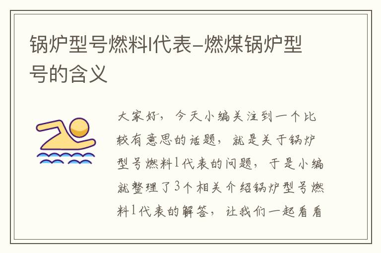 锅炉型号燃料l代表-燃煤锅炉型号的含义