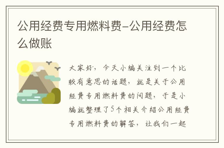 公用经费专用燃料费-公用经费怎么做账