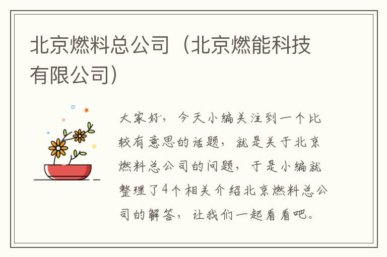 北京燃料总公司（北京燃能科技有限公司）