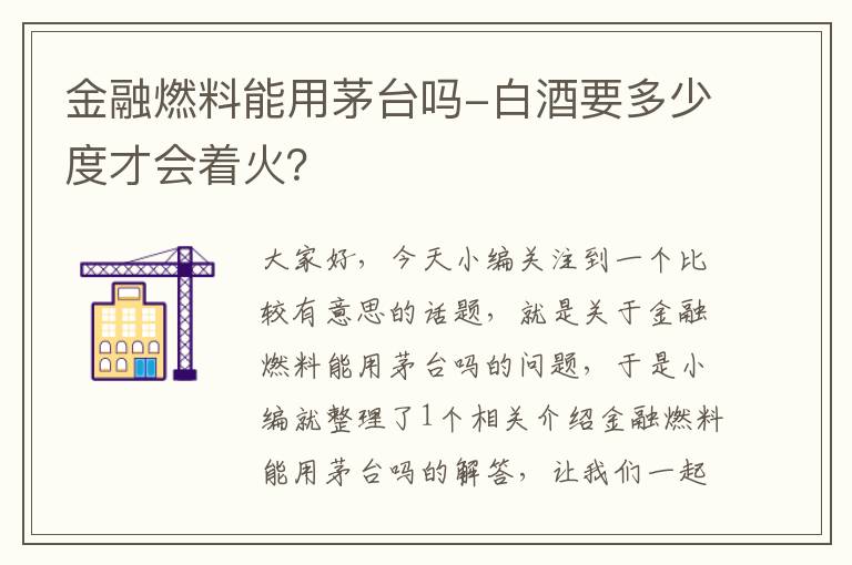 金融燃料能用茅台吗-白酒要多少度才会着火？