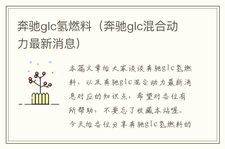 奔驰glc氢燃料（奔驰glc混合动力最新消息）