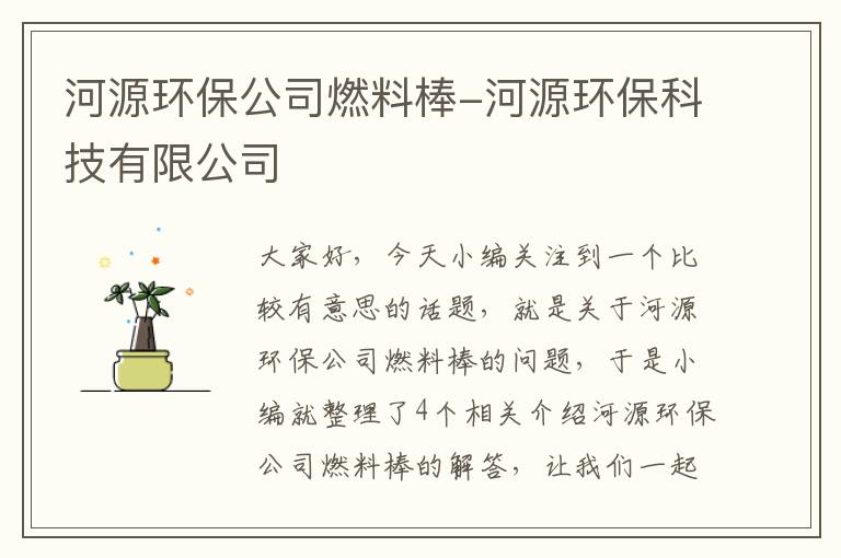 河源环保公司燃料棒-河源环保科技有限公司