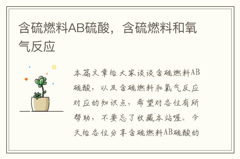 含硫燃料AB硫酸，含硫燃料和氧气反应