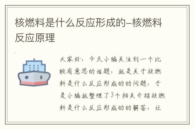 核燃料是什么反应形成的-核燃料反应原理