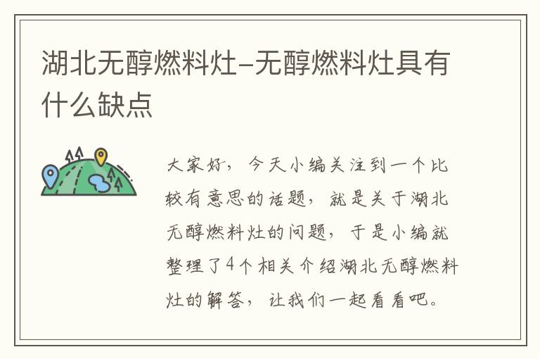 湖北无醇燃料灶-无醇燃料灶具有什么缺点