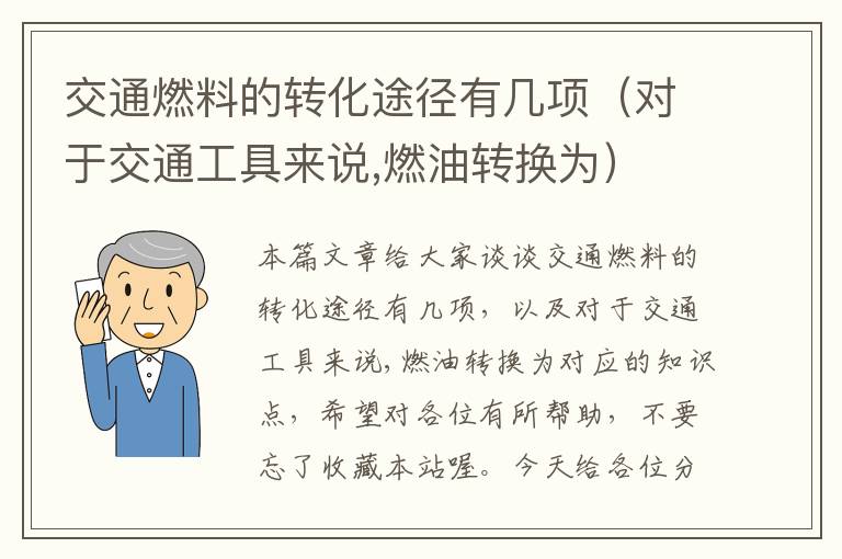 交通燃料的转化途径有几项（对于交通工具来说,燃油转换为）