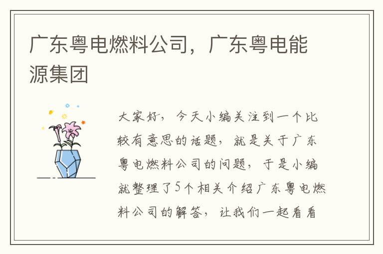 广东粤电燃料公司，广东粤电能源集团