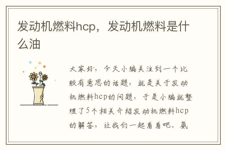 发动机燃料hcp，发动机燃料是什么油