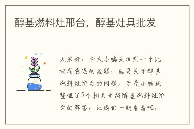 醇基燃料灶邢台，醇基灶具批发