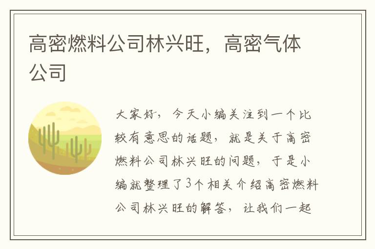 高密燃料公司林兴旺，高密气体公司